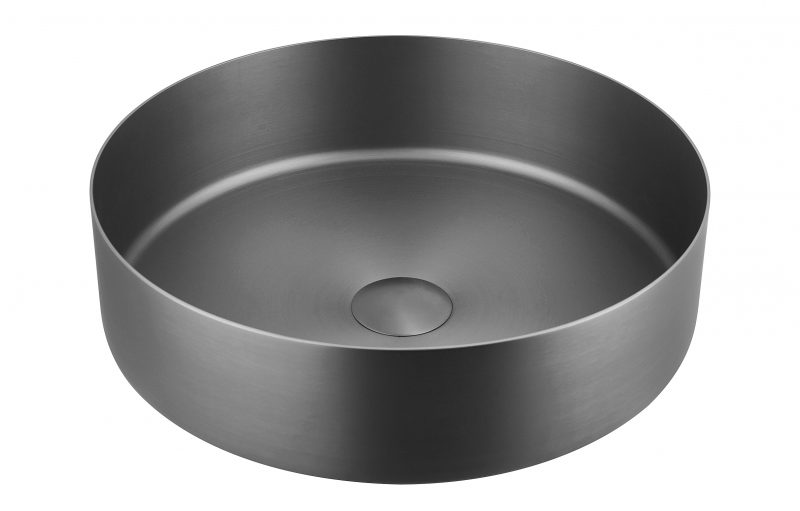 VOS Brushed Black Grade 316 Stainless Steel Counter Top Basin with unslotted click clack waste - Image 2
