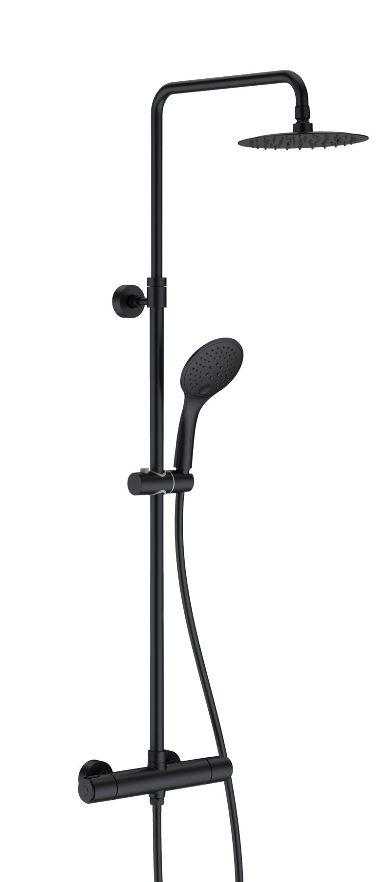 VOS Thermostatic bar valve with 2 outlets, adjustable riser and shower kit Cool Touch