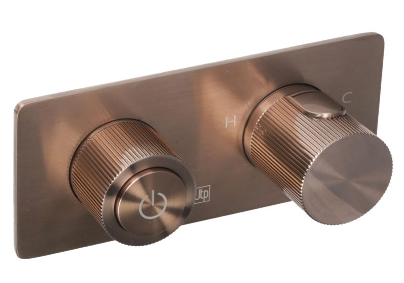 Thermostatic concealed push button 2 outlet shower valve
