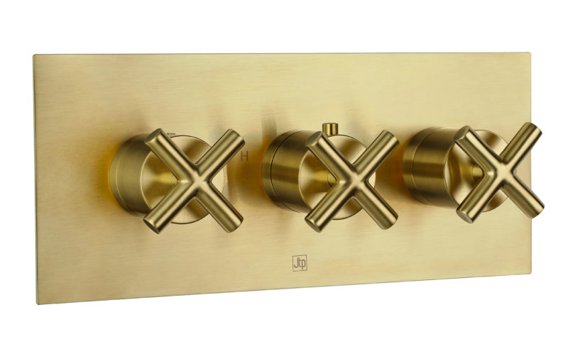 Solex thermostatic concealed 3 outlet shower valve, horizontal