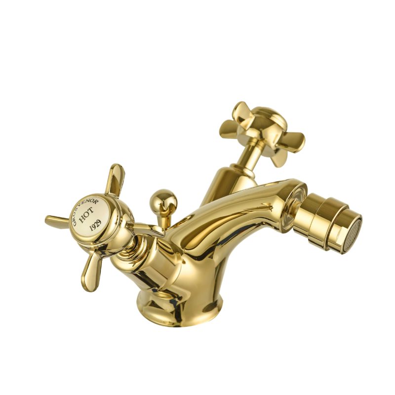Grosvenor Pinch Bidet mixer with pop up waste