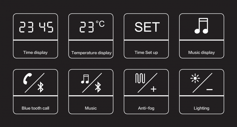 Digital Matt Black Mirror LED and Bluetooth - Image 4