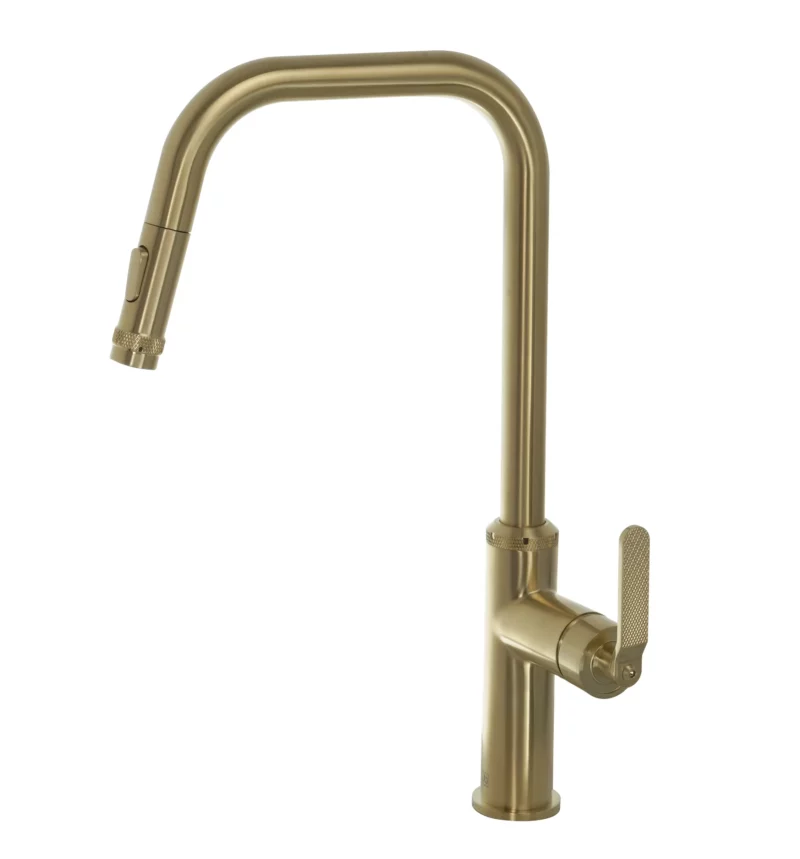 Decor Brushed Brass Single Lever Pull Out Sink Mixer
