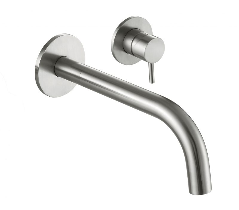 Inox 2 Hole Wall Mounted Basin Mixer Short 155mm