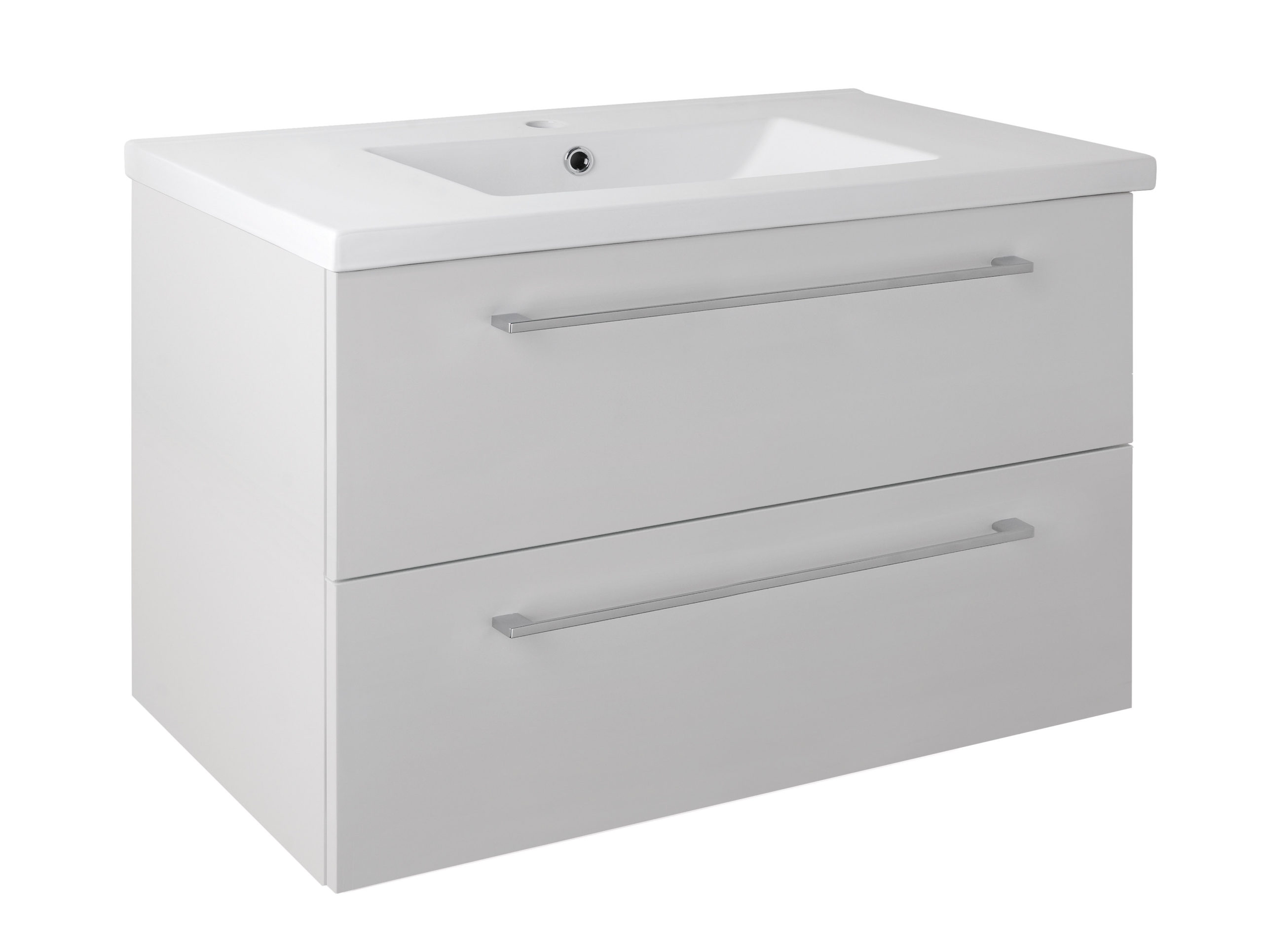 Pace 800 Wall Mounted Unit with Drawers and Basin - White - Just Taps