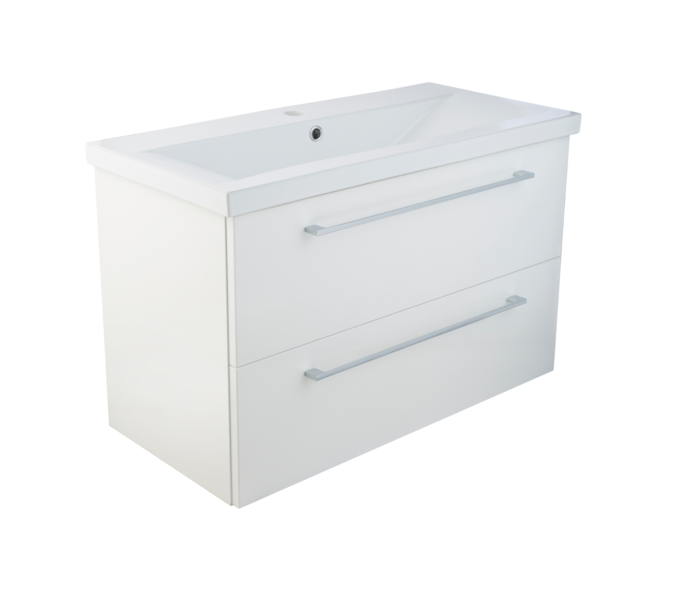 Pace 800 Wall Mounted Unit with Drawers and Basin - White - Just Taps