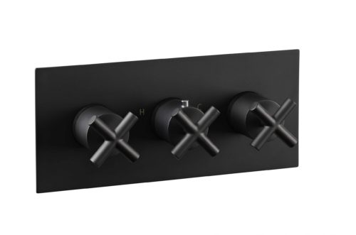 Solex thermostatic concealed 3 outlet shower valve, horizontal