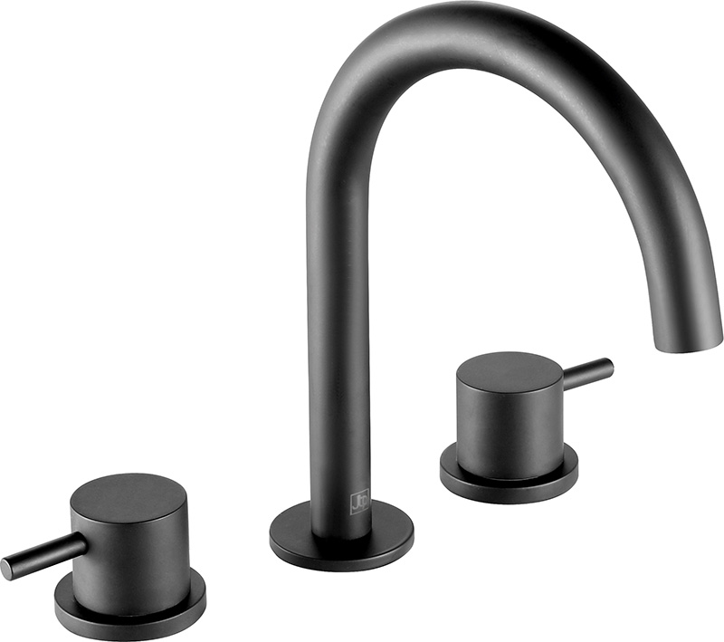 VOS matt black, 3 hole deck mounted basin mixer, MP 0.5